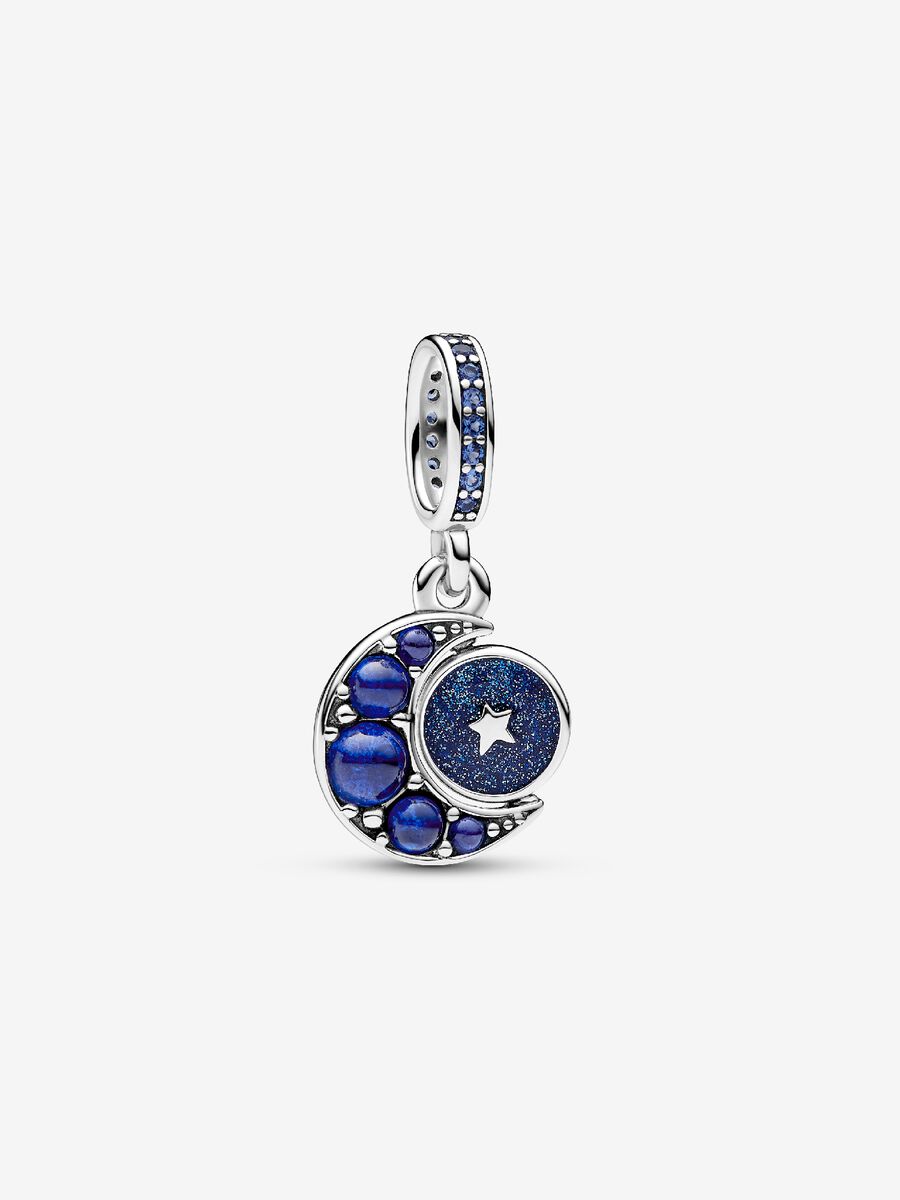 Charm-pendentif tournoyant Lune scintillante