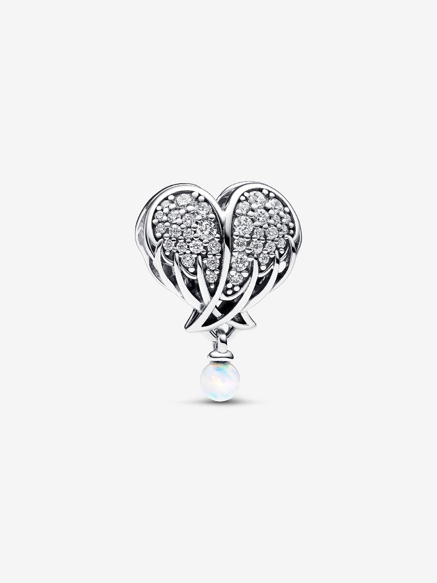 Charm en forme de cœur Ailes d’ange scintillantes