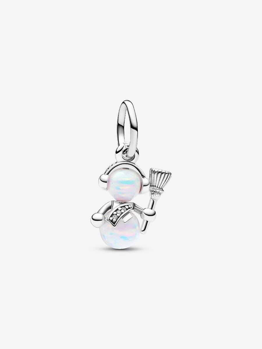 Charm-pendentif Bonhomme de neige opalescent