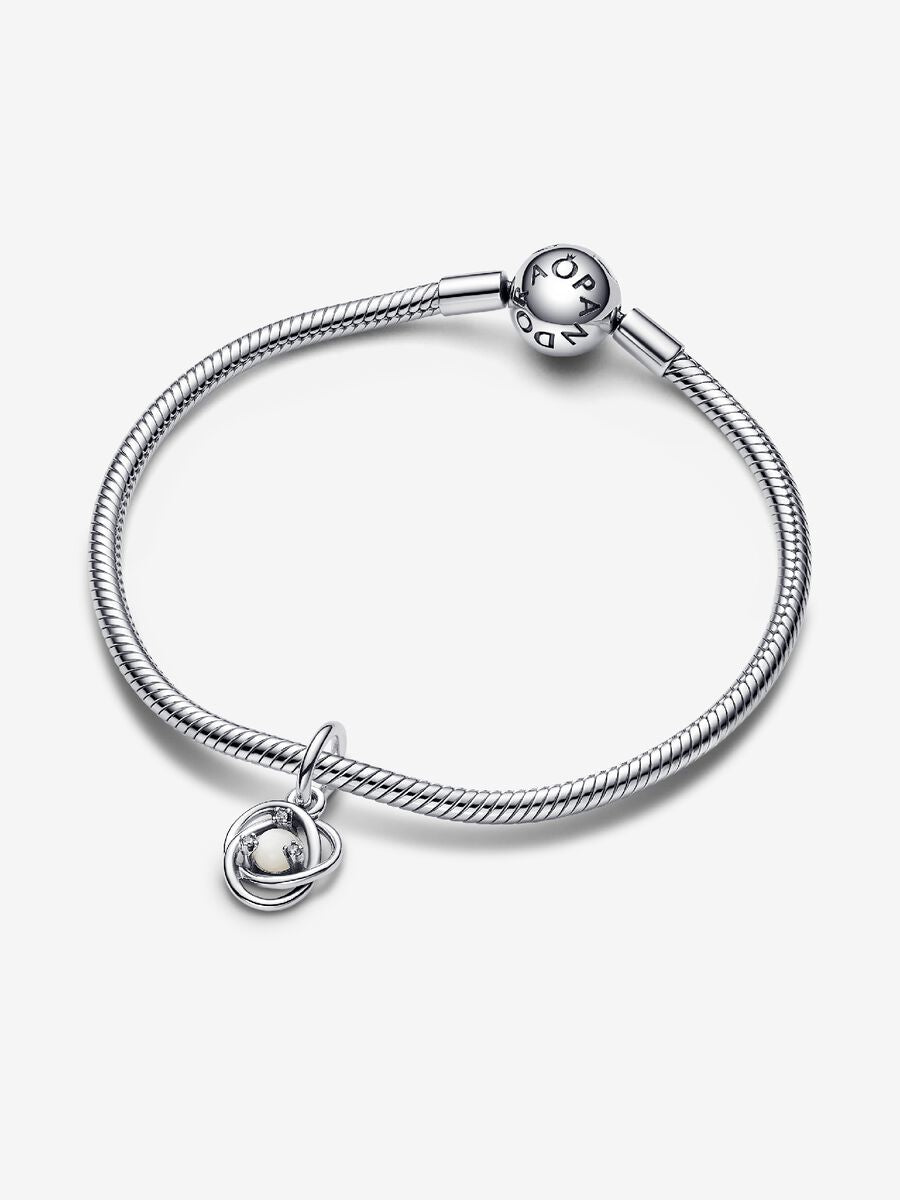 Juin Charm-pendentif Cercle perle de culture d’eau douce traitée
