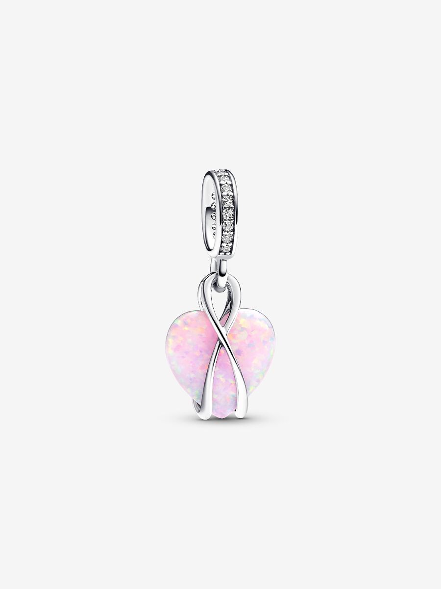 Charm-pendentif en forme de cœur opalescent « Maman »
