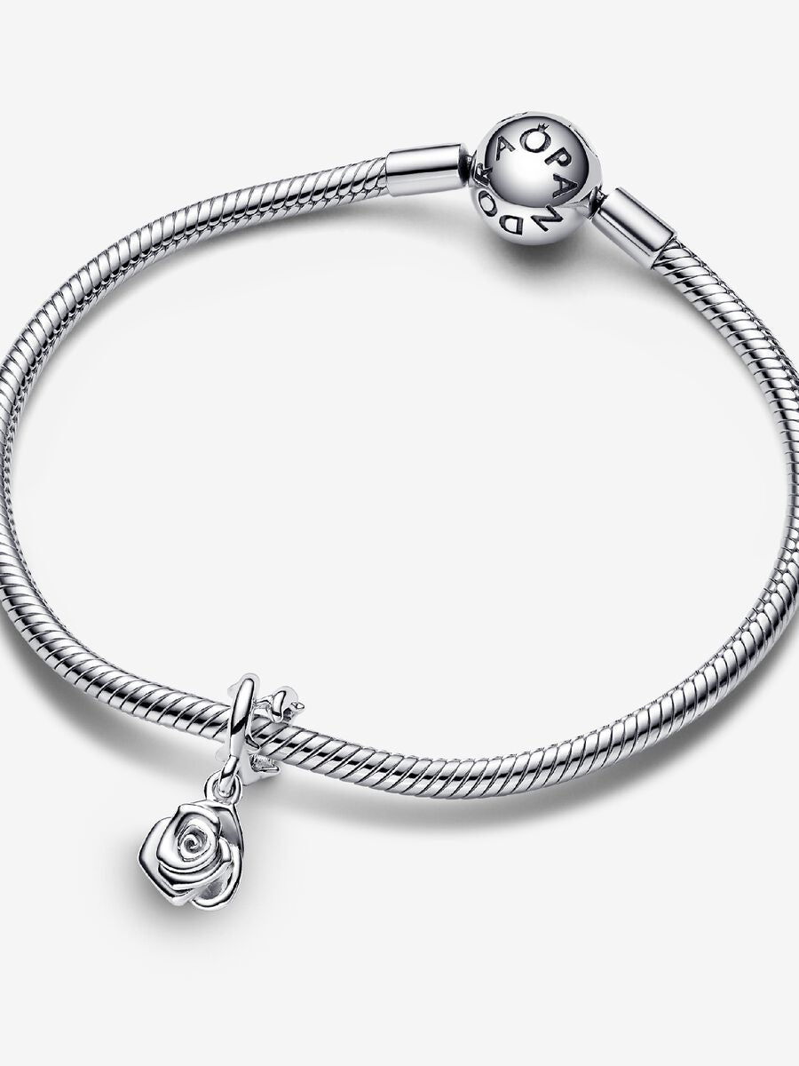Charm-pendentif Rose blanche en fleur