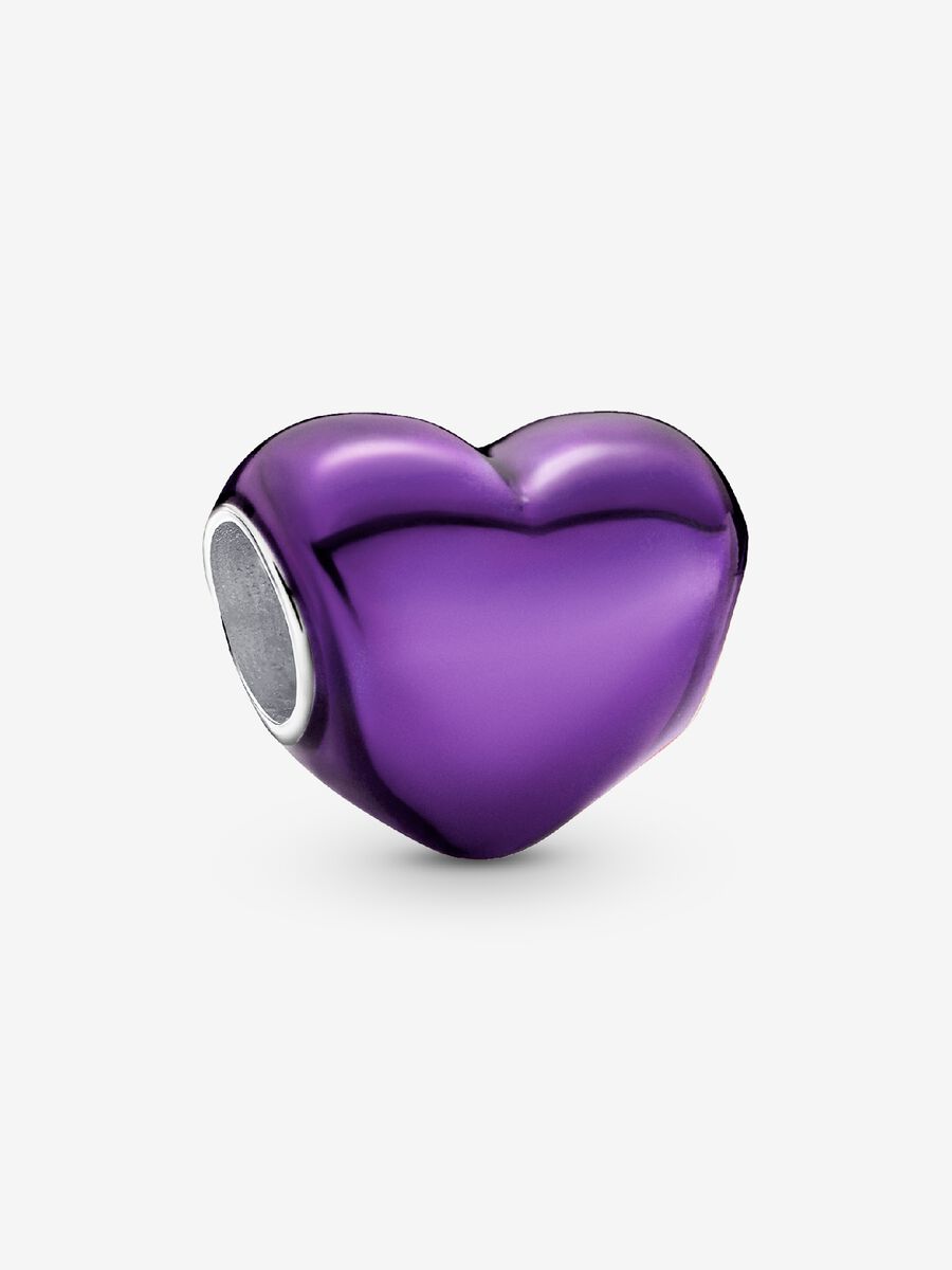Charm Cœur mauve en métal
