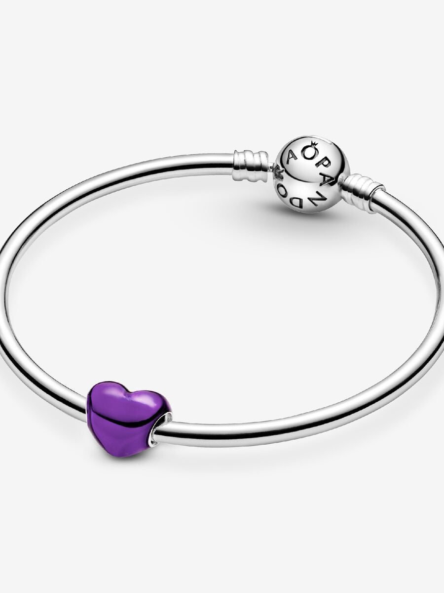 Charm Cœur mauve en métal