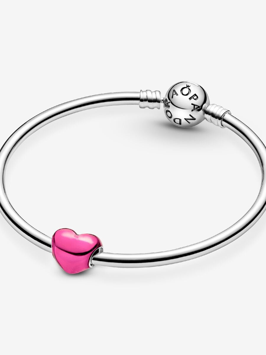 Charm Cœur rose métallique