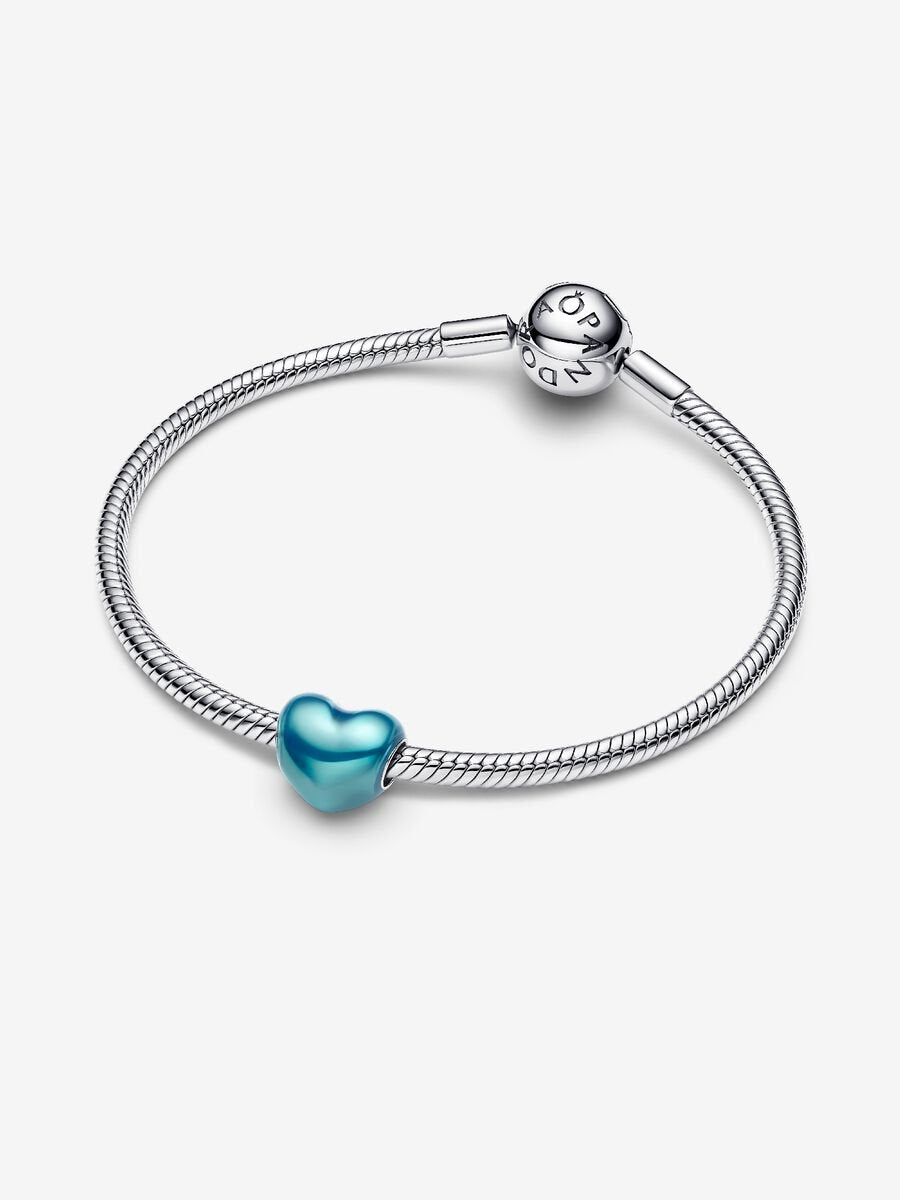 Charm Cœur bleu ciel métallique