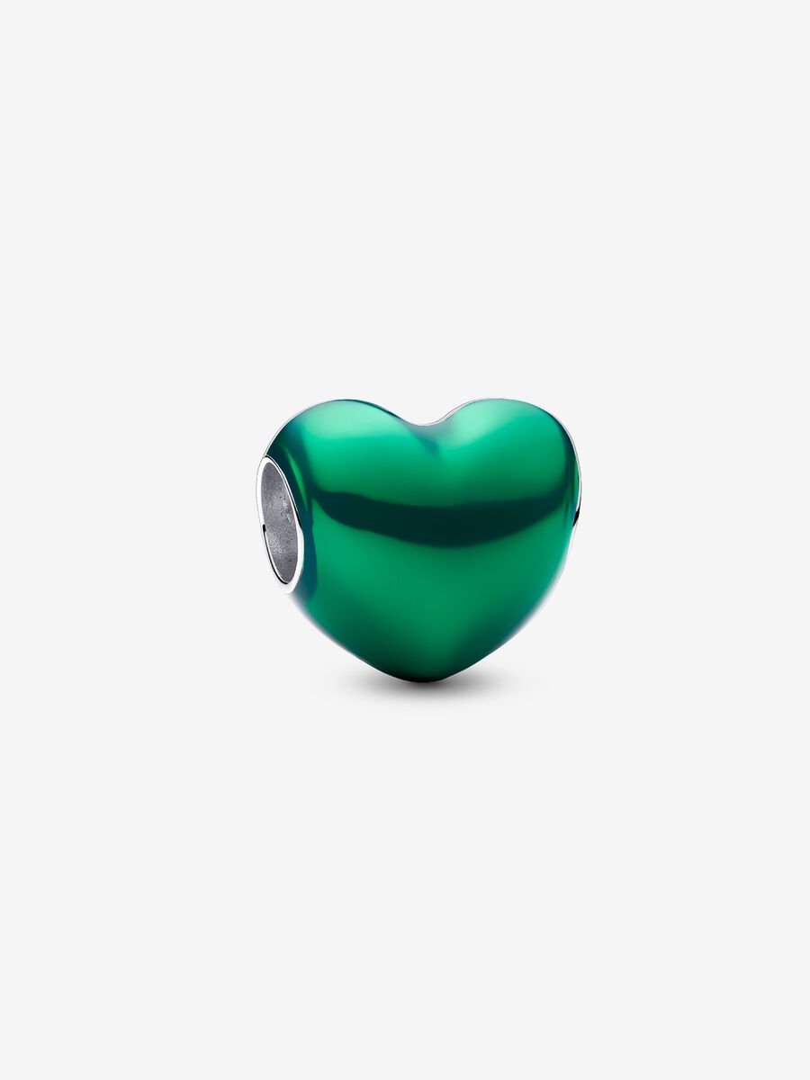 Charm Cœur vert métallique