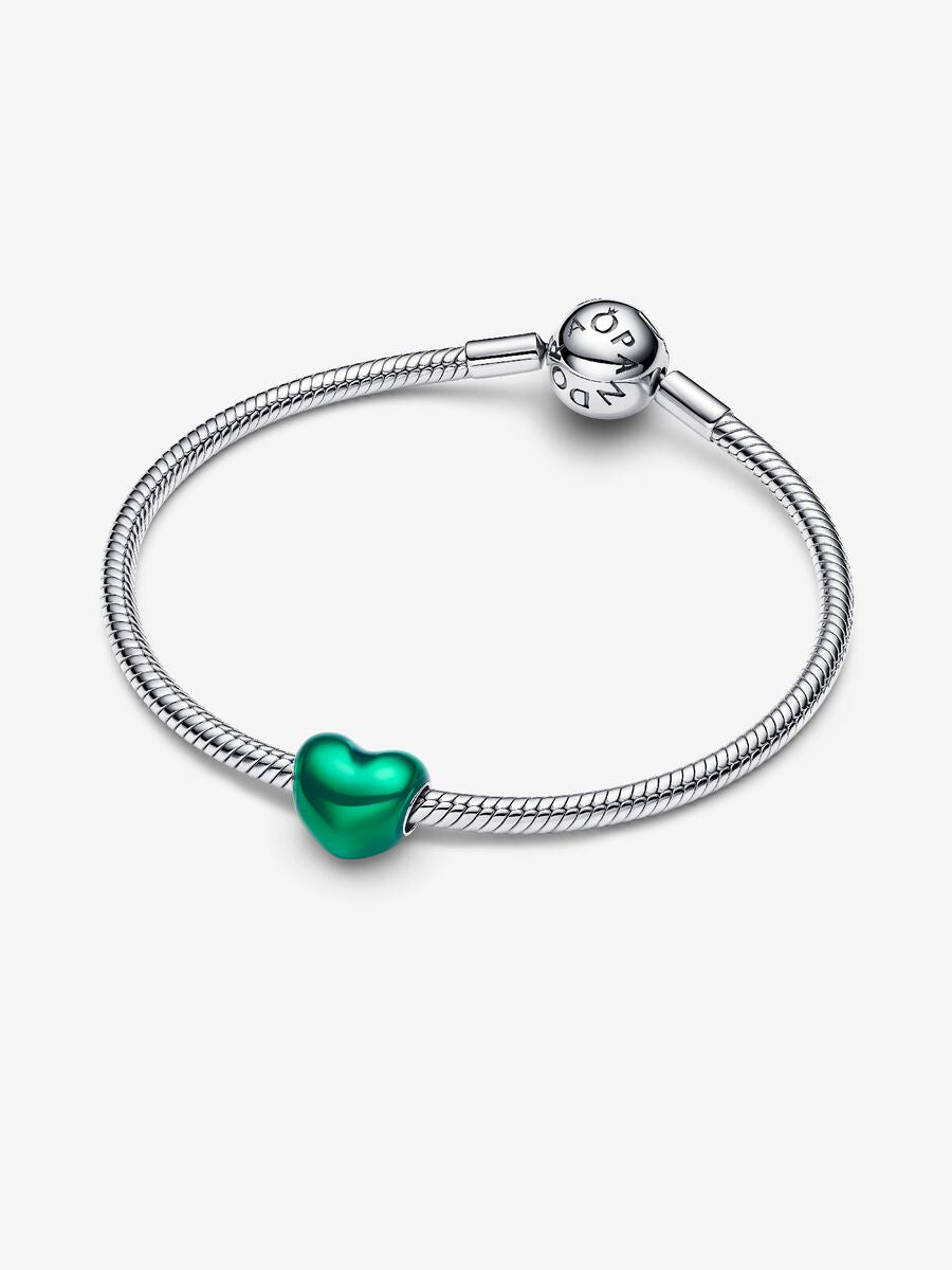 Charm Cœur vert métallique