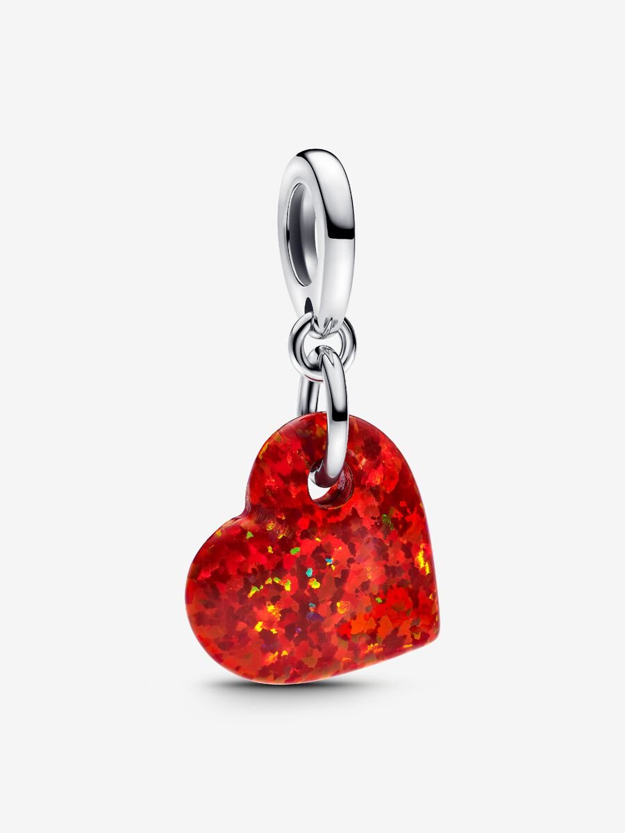 Charm-pendentif Cœur rouge opalescent
