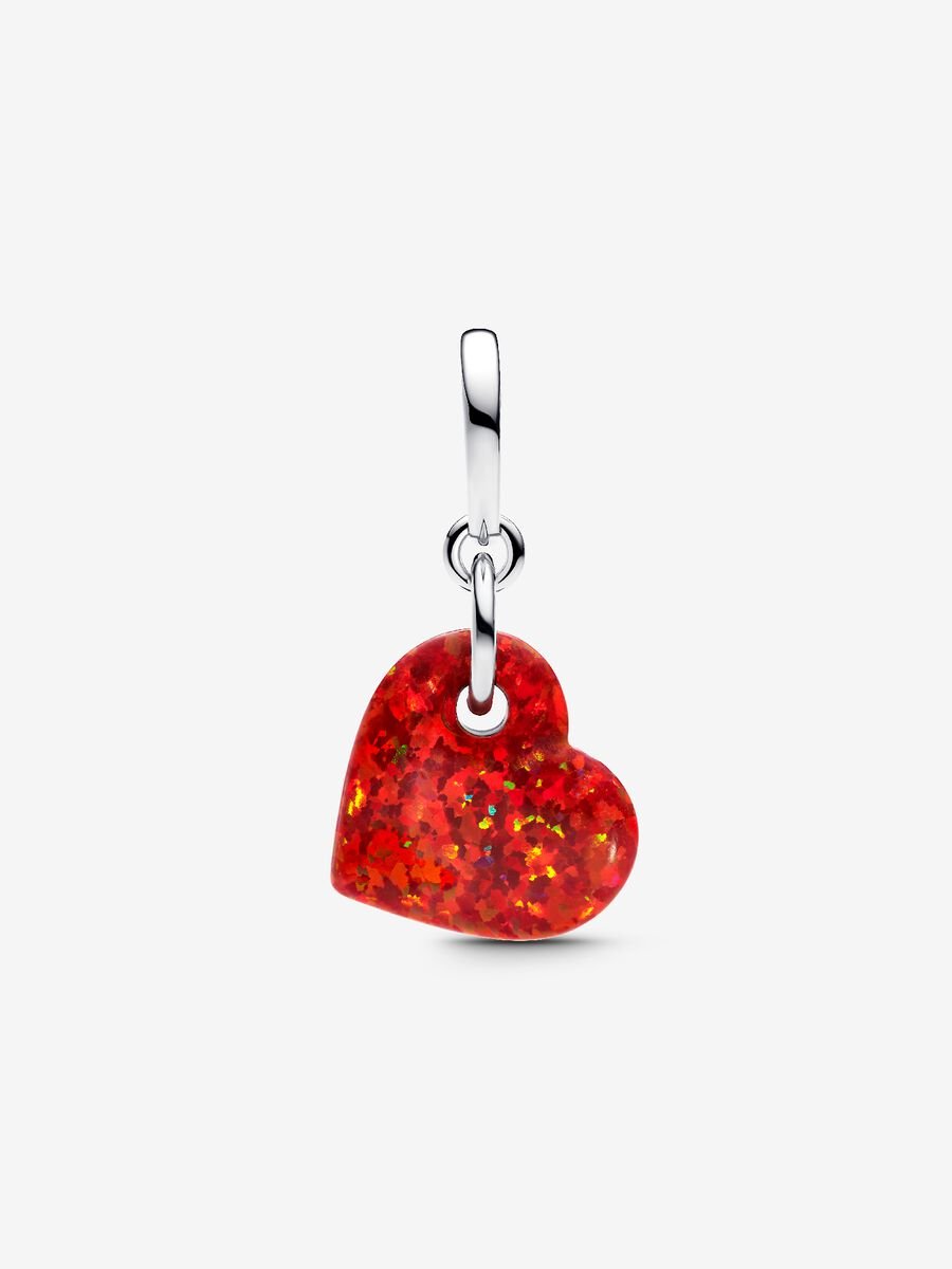 Charm-pendentif Cœur rouge opalescent