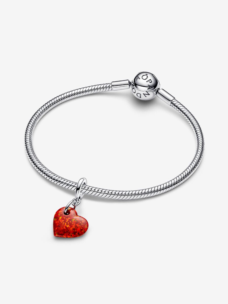 Charm-pendentif Cœur rouge opalescent