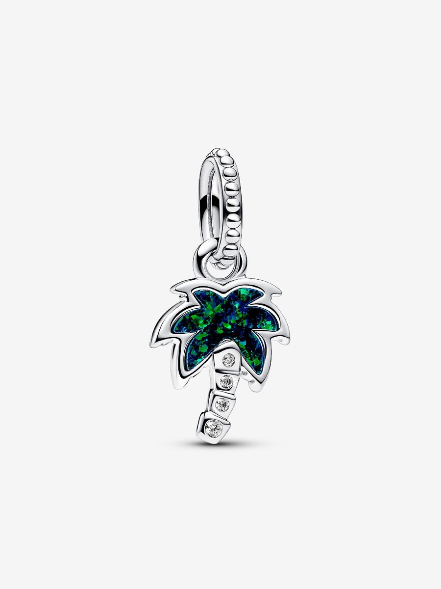 Charm-pendentif Palmier vert opalescent