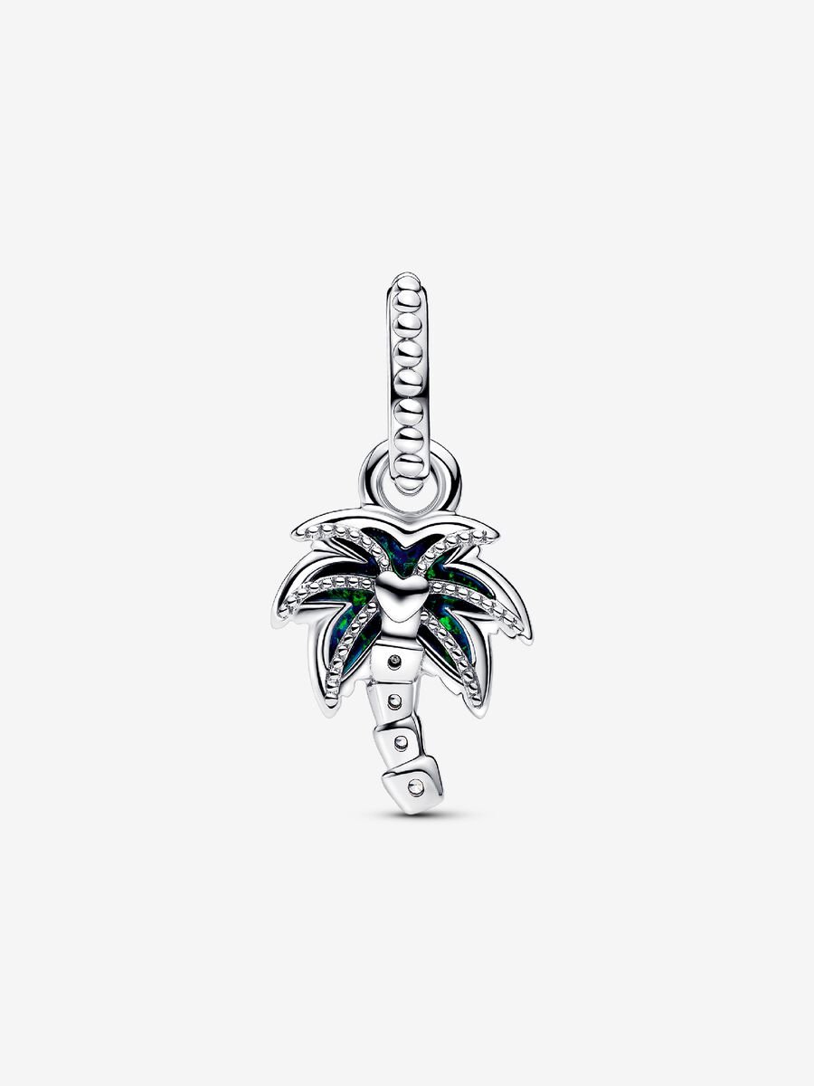 Charm-pendentif Palmier vert opalescent