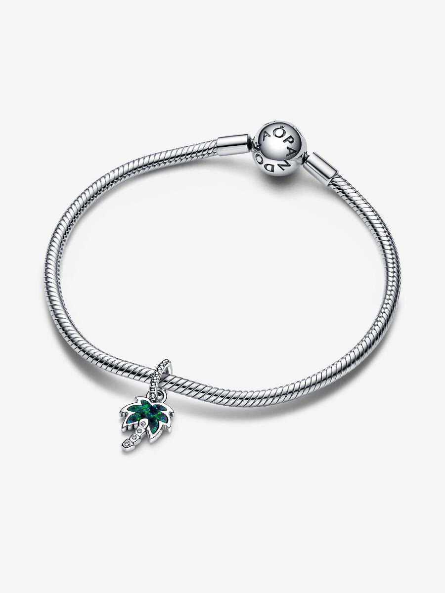 Charm-pendentif Palmier vert opalescent