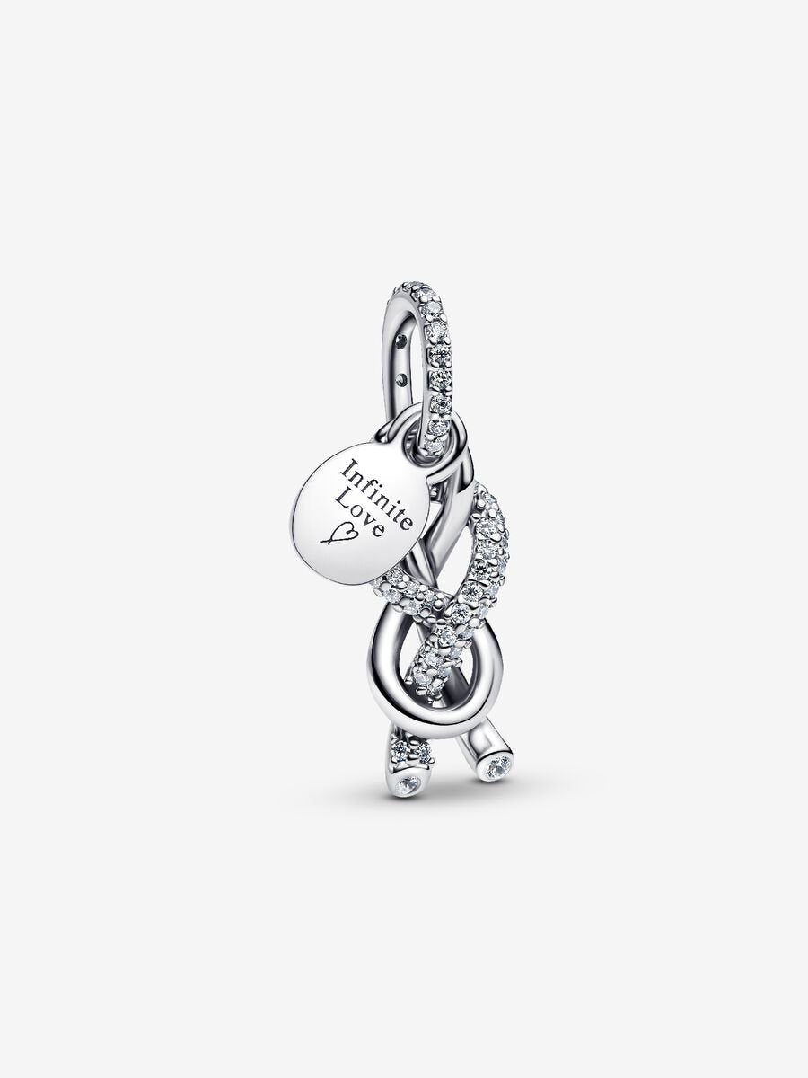 Charm-pendentif Nœud infini pavé