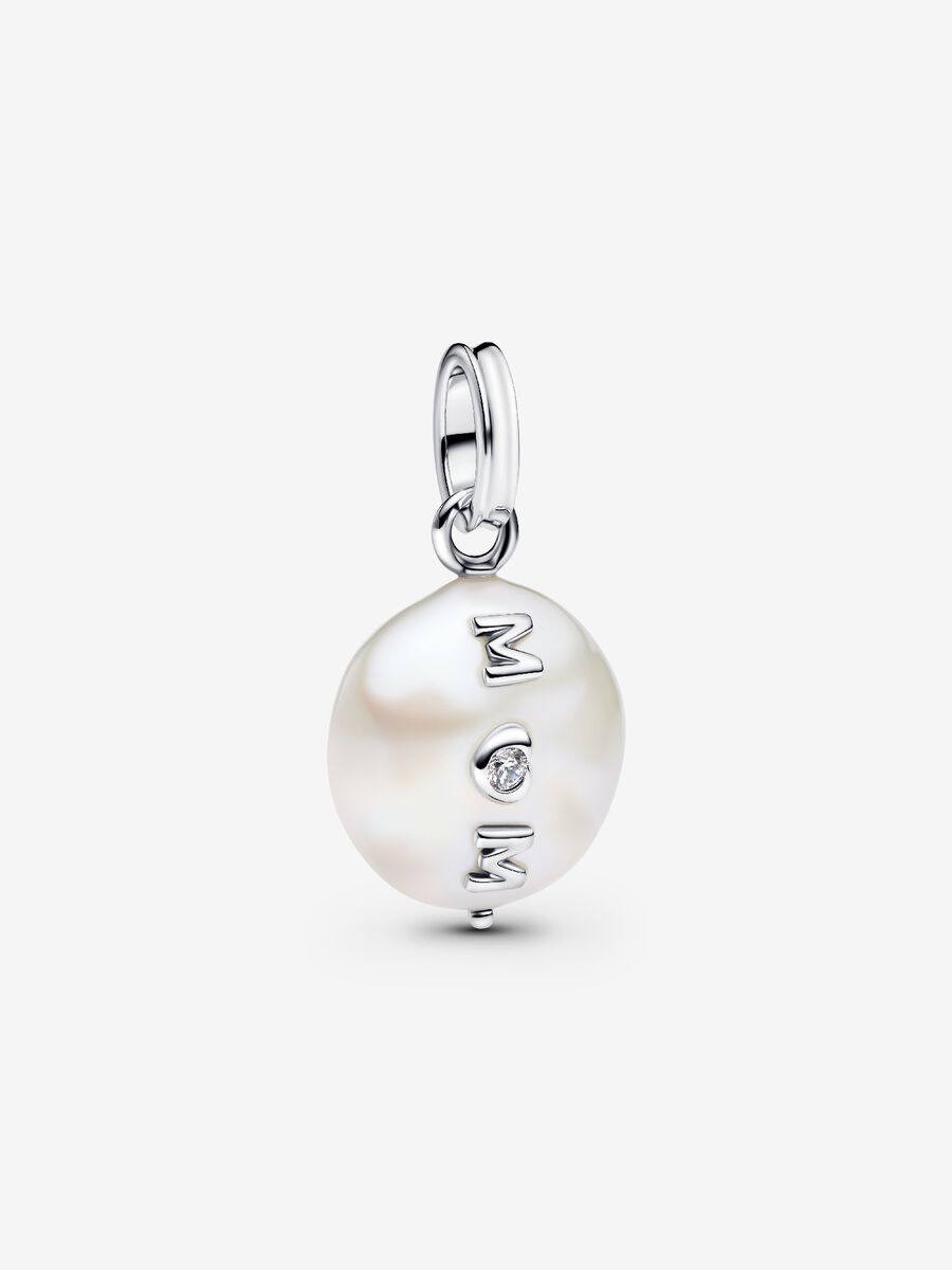 Charm-pendentif Maman avec perle de culture d’eau douce baroque traitée