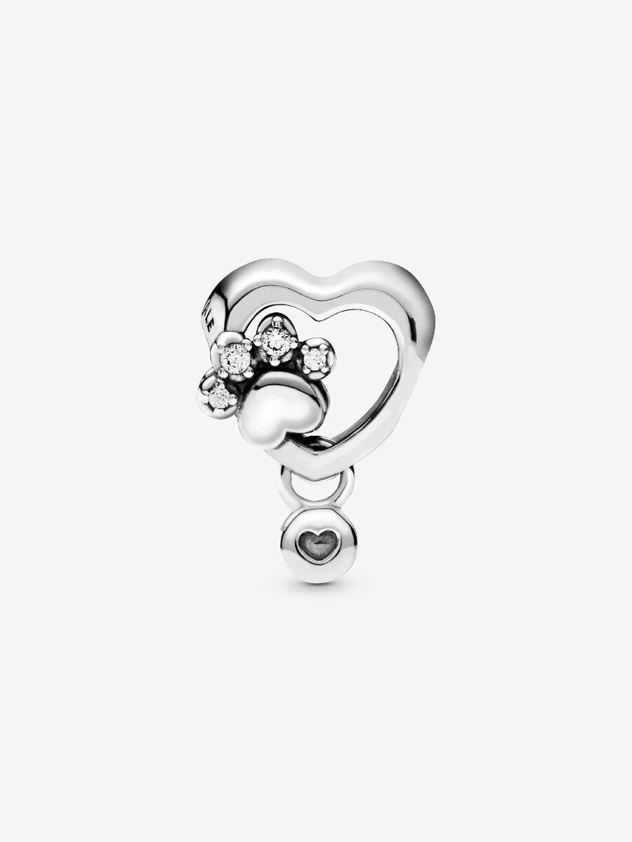 Charm Cœur et empreinte de pas scintillant