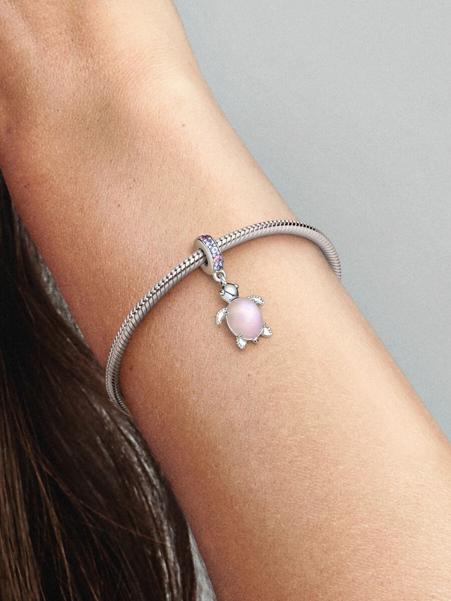 Charm-pendentif Tortue de mer rose en verre de Murano