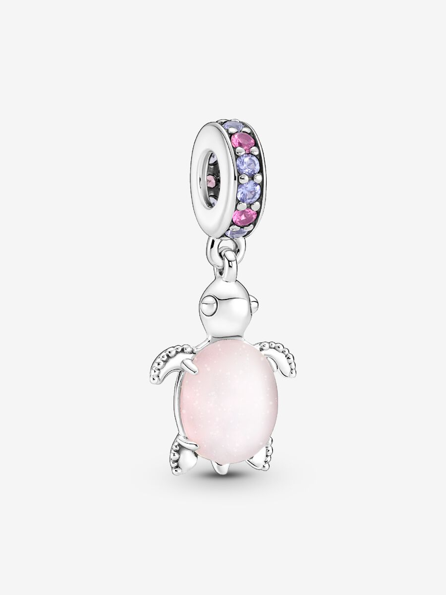 Charm-pendentif Tortue de mer rose en verre de Murano