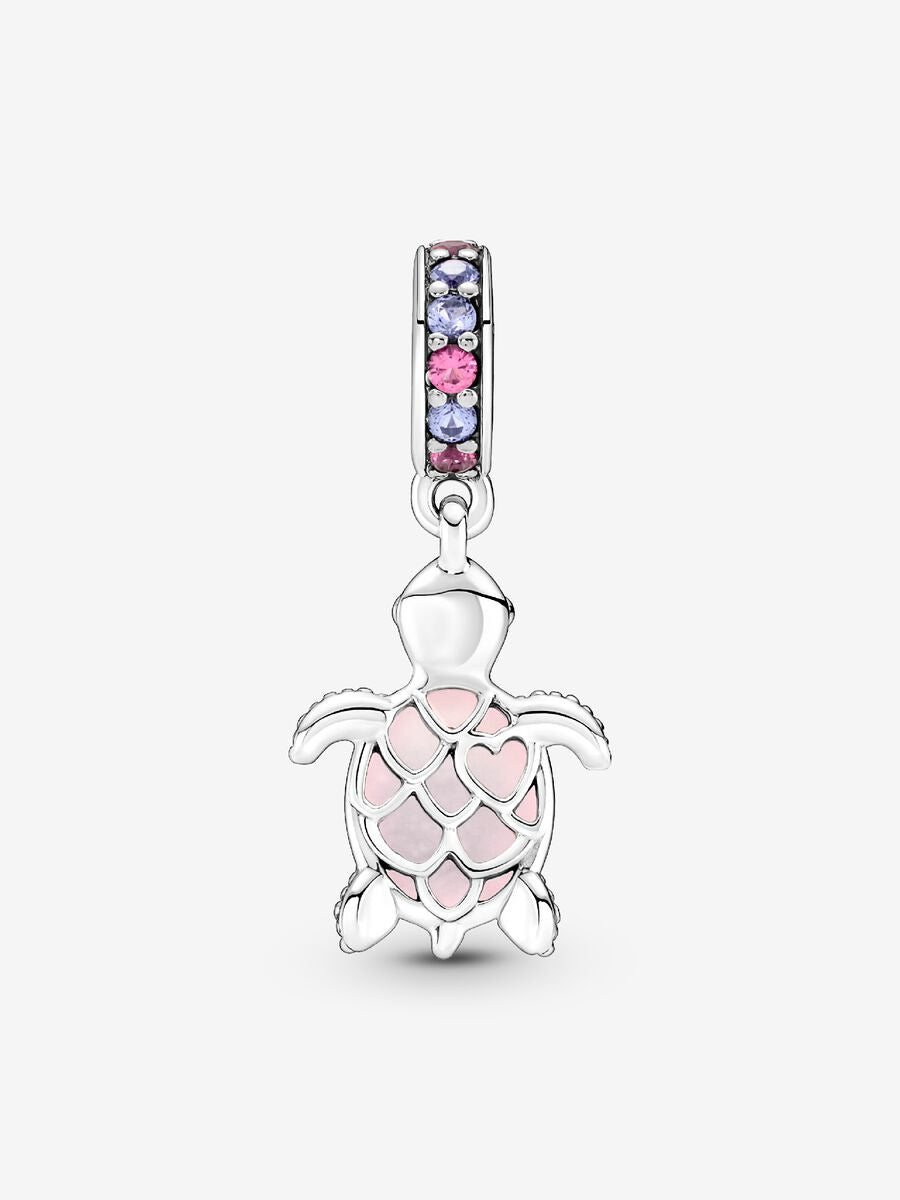 Charm-pendentif Tortue de mer rose en verre de Murano