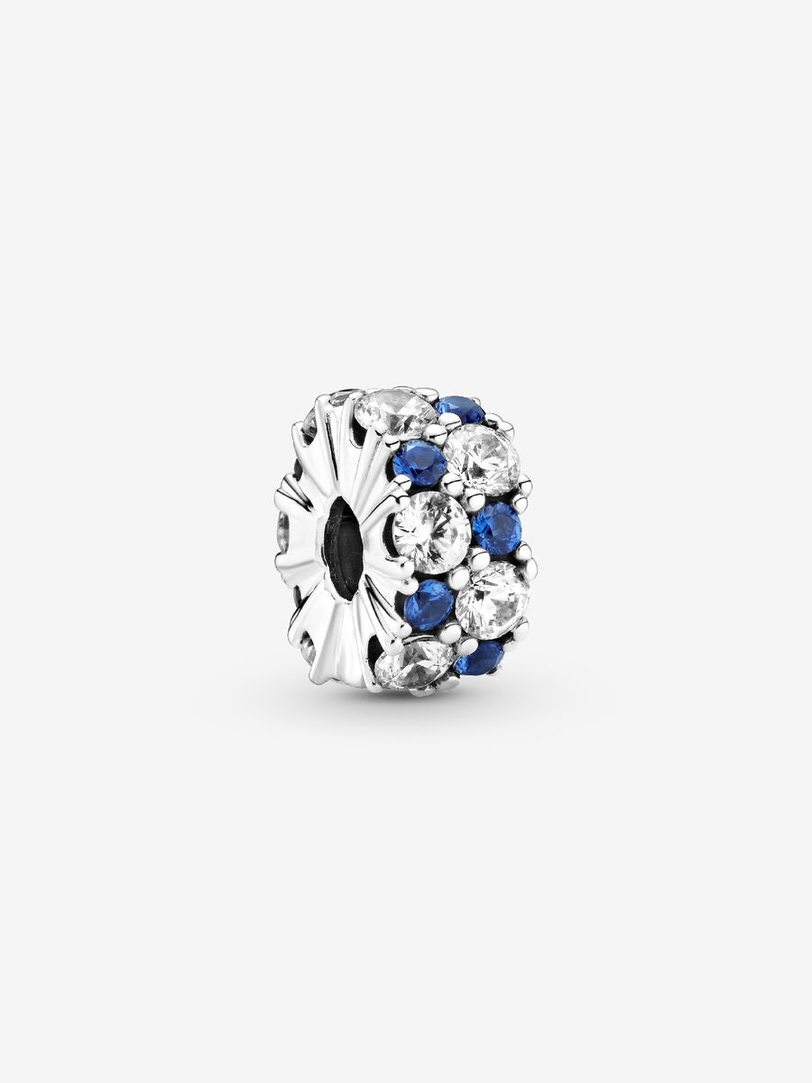 Clip scintillant incolore et bleu