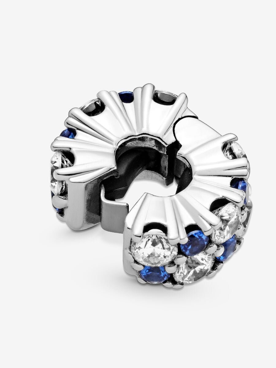 Clip scintillant incolore et bleu