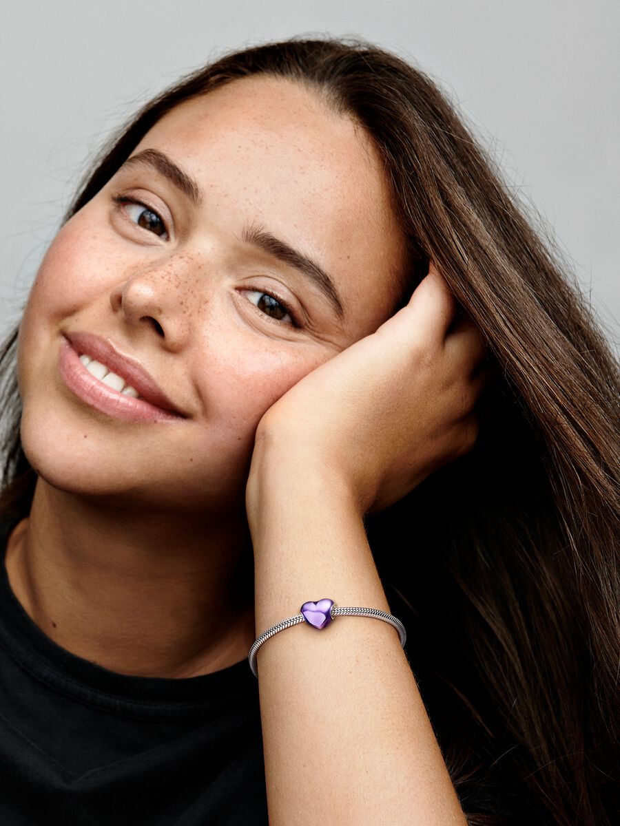 Charm Cœur mauve en métal
