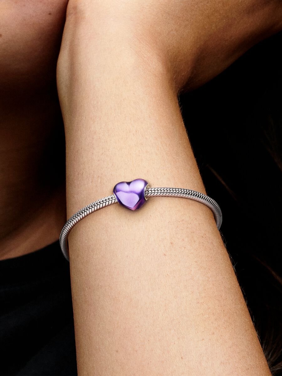 Charm Cœur mauve en métal
