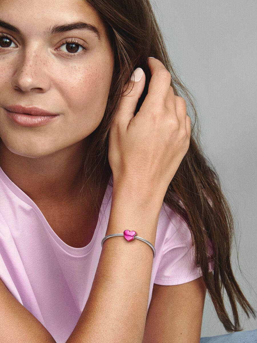 Charm Cœur rose métallique