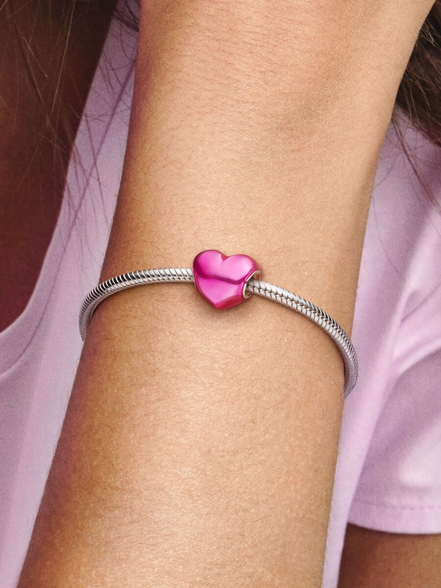 Charm Cœur rose métallique