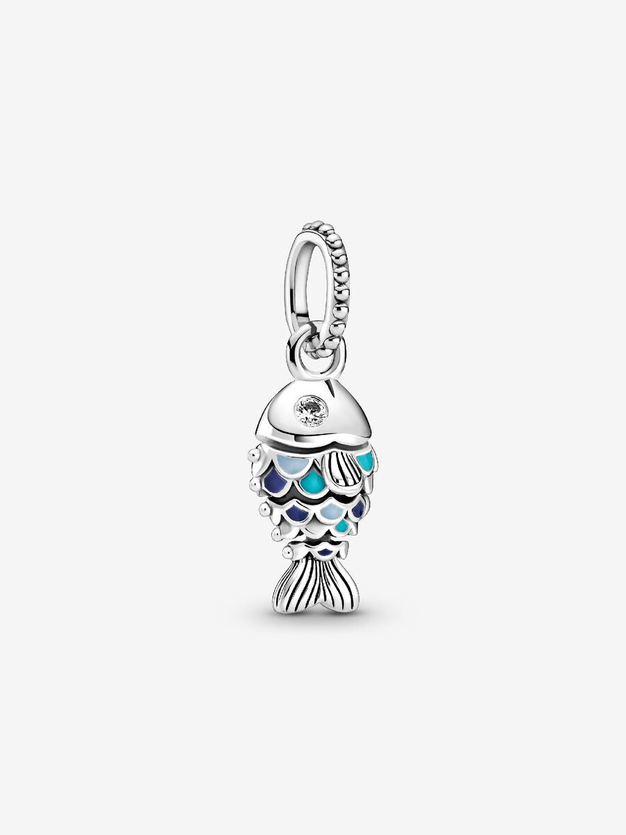 Charm-pendentif Poisson à écailles bleu
