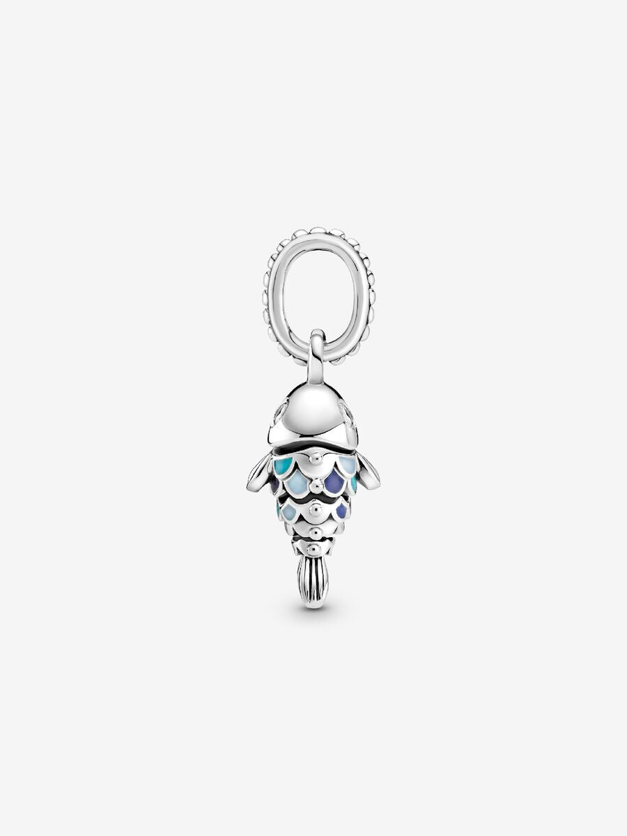 Charm-pendentif Poisson à écailles bleu