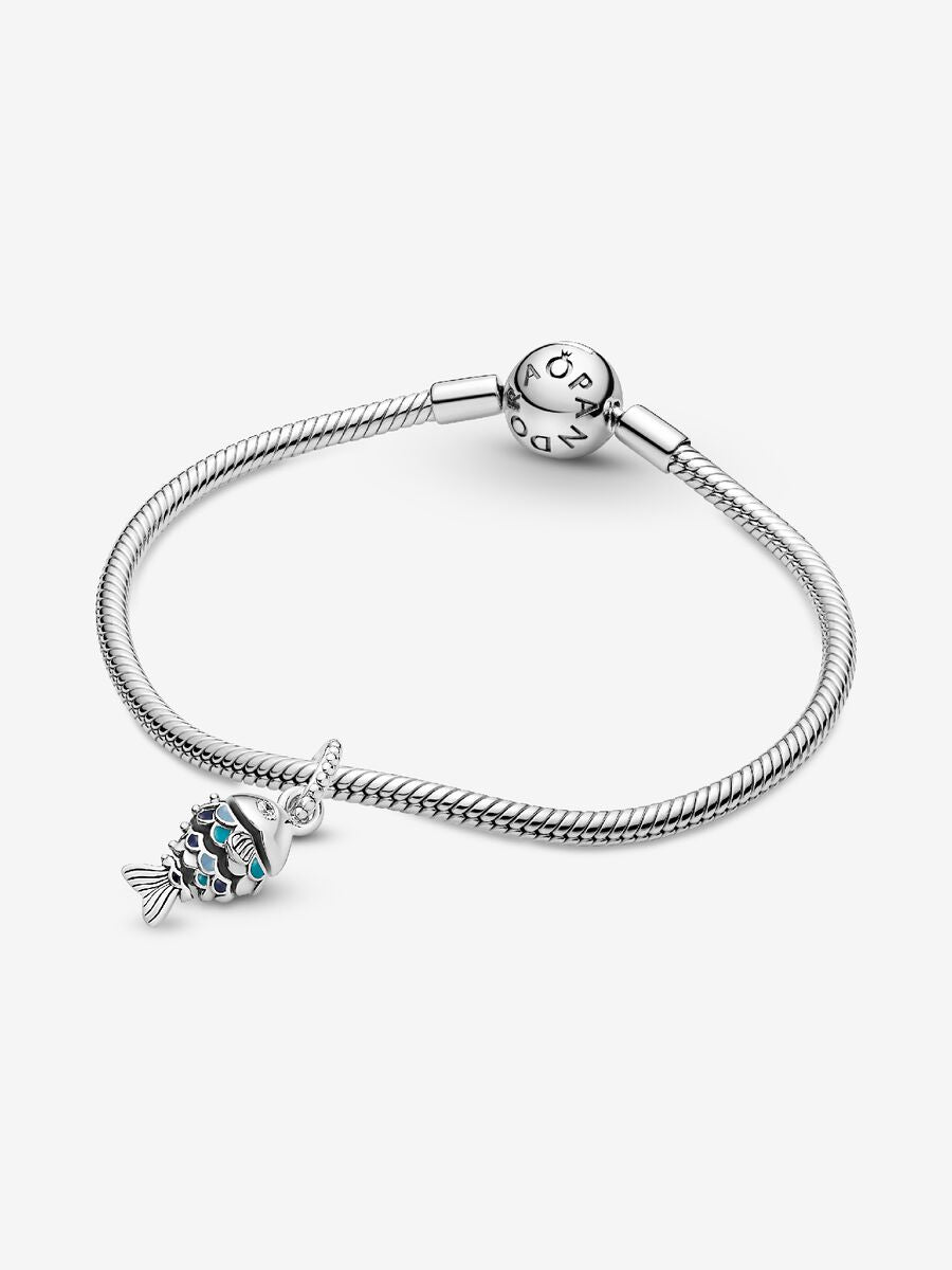 Charm-pendentif Poisson à écailles bleu