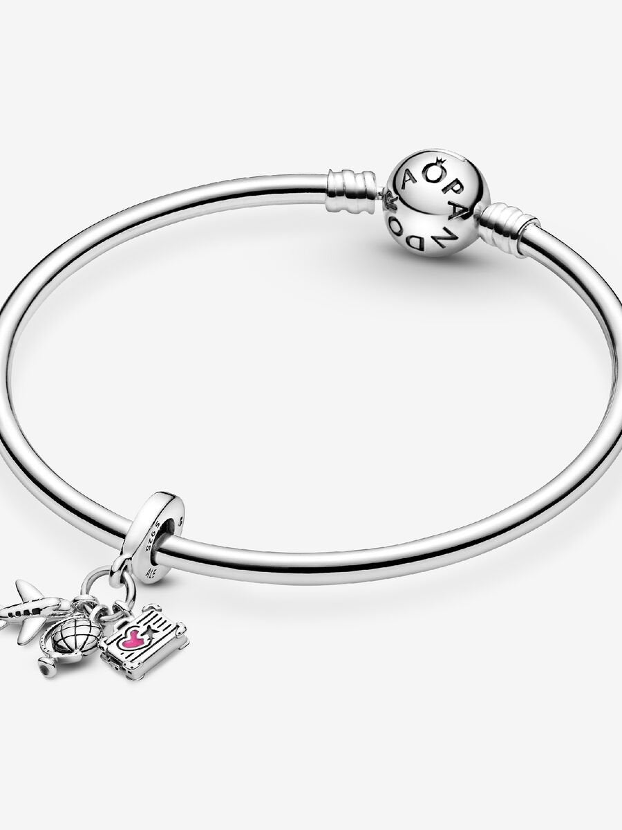 Charm-pendentif Avion, globe et valise