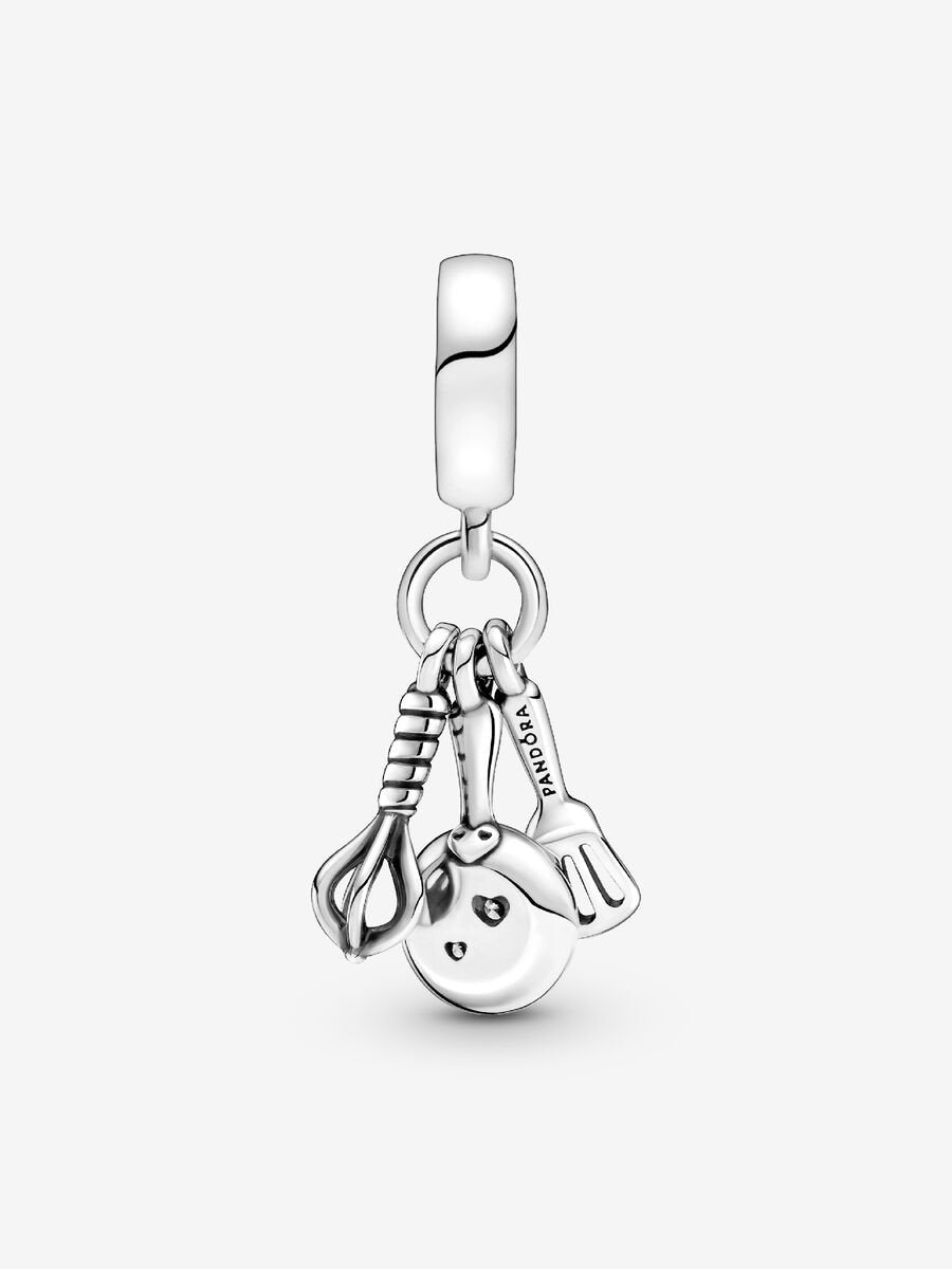 Charm-pendentif Spatule, poêle et fouet