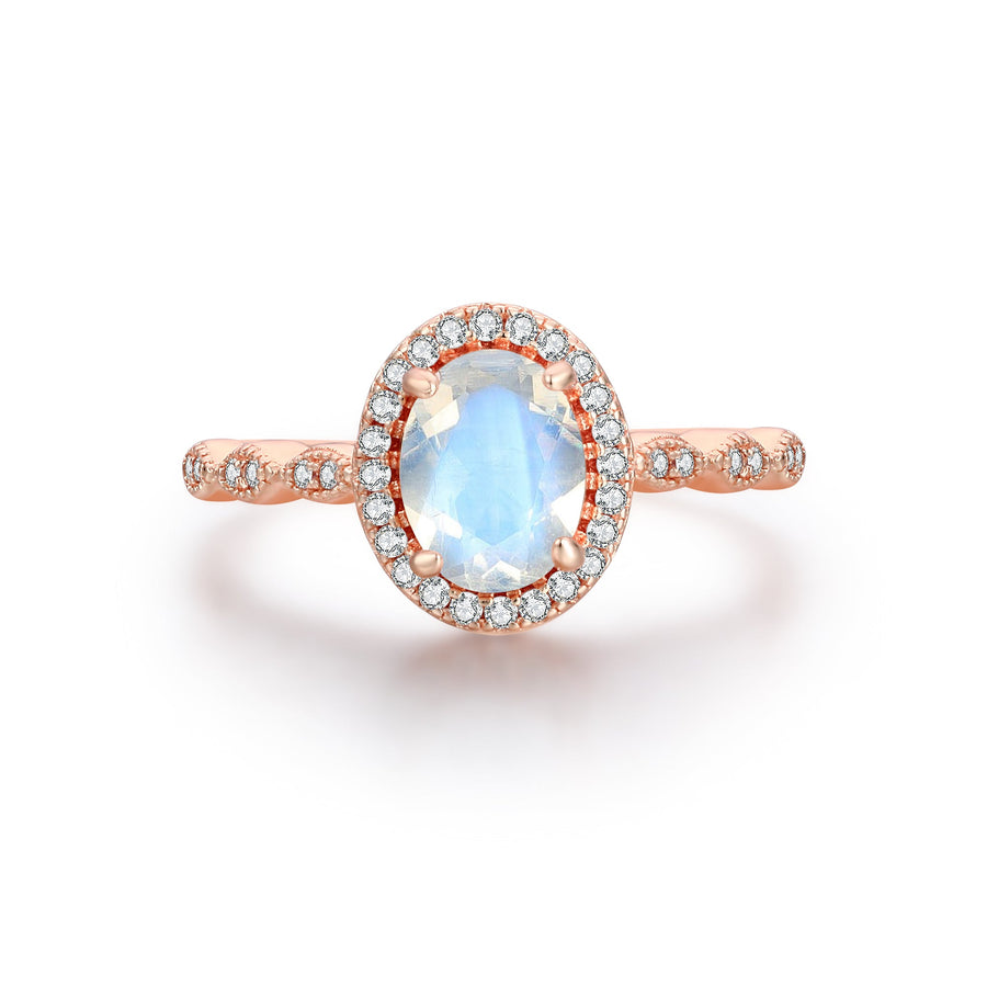 Bague Pierre de lune or rose Adaline