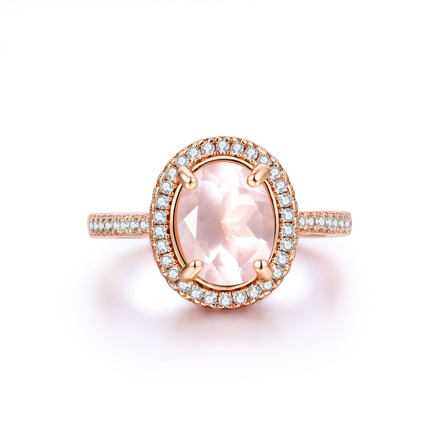 Bague quartz rose or rose Aurélie