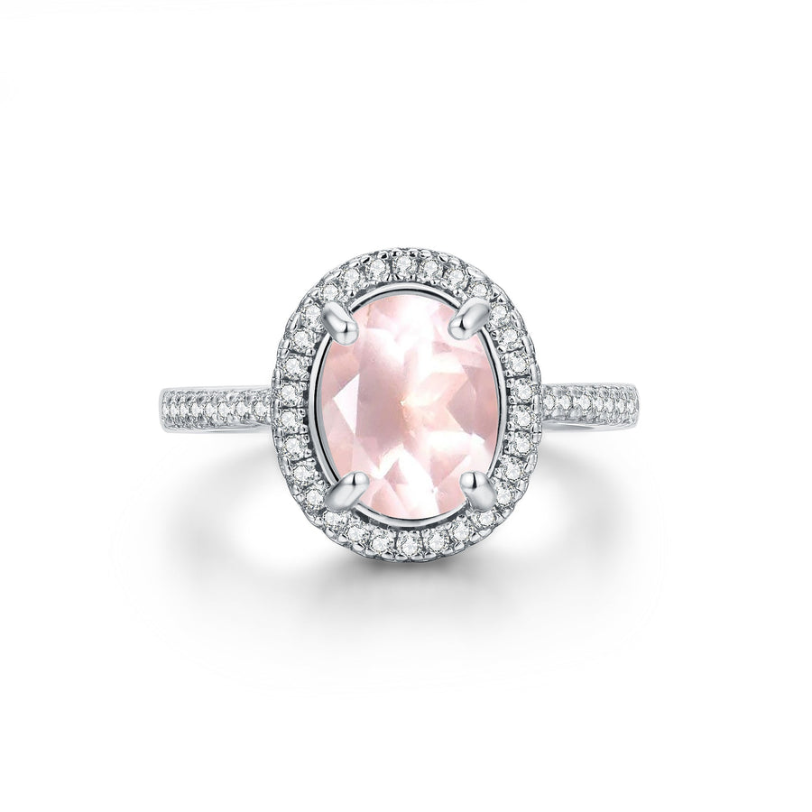 Bague quartz rose argent Aurélie