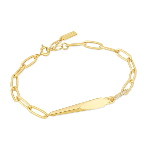 Bracelet à grosse chaîne géométrique doré