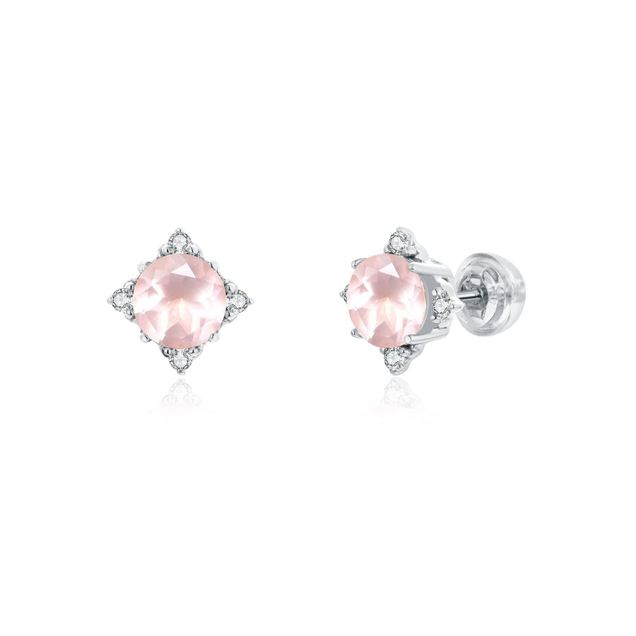 Boucles d'oreilles Quartz rose argent Aimée