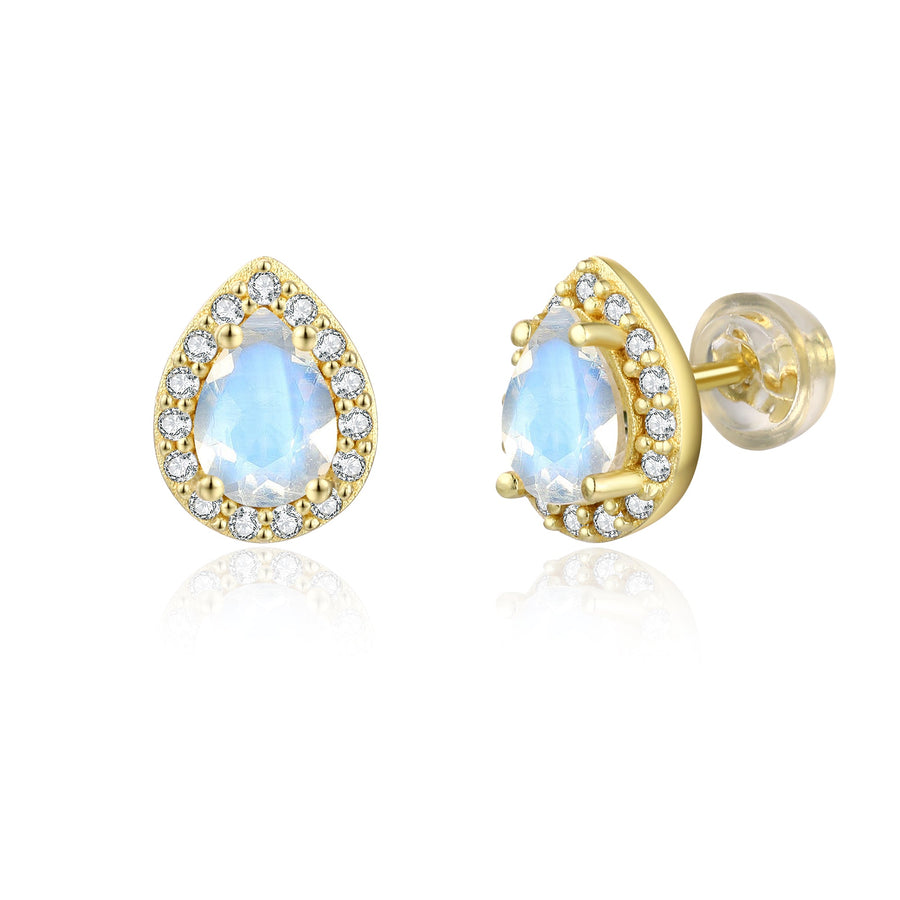 Boucles d'oreilles Pierre de lune or jaune Alice