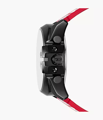 DIESEL Montre Mega Chief analogique-numérique avec cuir rouge et blanc Diesel
