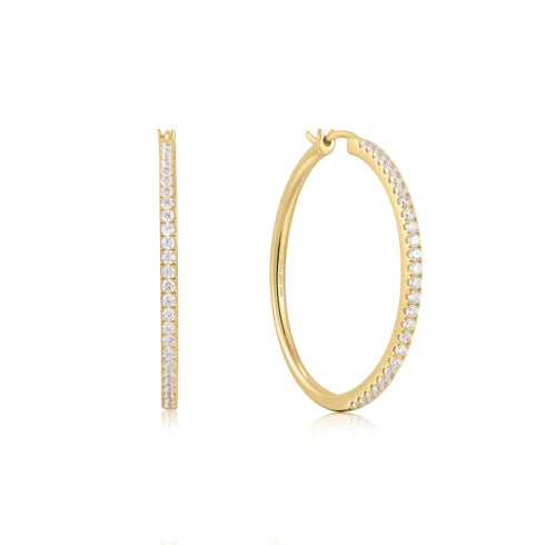 Boucles d'oreilles créoles pavées argentées