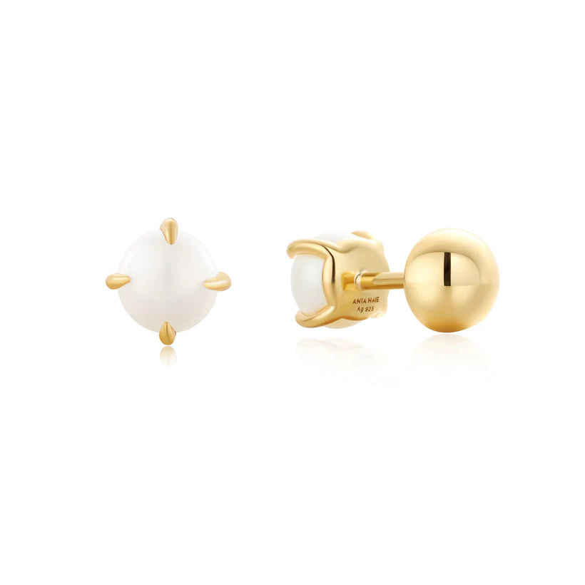 Boucles d'oreilles haltères en perles dorées