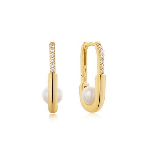 Boucles d'oreilles créoles ovales modernistes en perles d'argent
