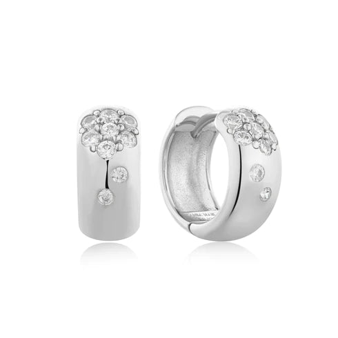 Boucles d'oreilles créoles argentées scintillantes Chubby Huggie