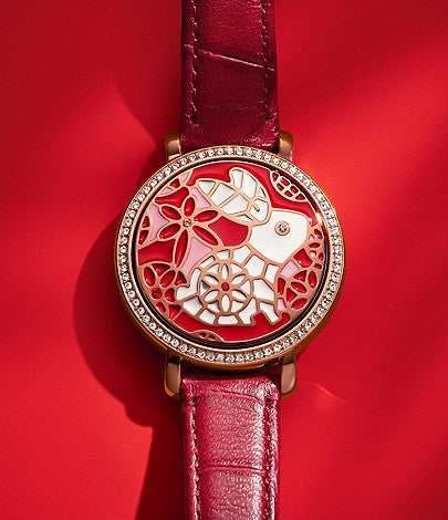 Fossil montre Jacqueline à trois aiguilles en cuir rouge nouvel an lunaire