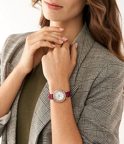 Fossil montre Jacqueline à trois aiguilles en cuir rouge nouvel an lunaire