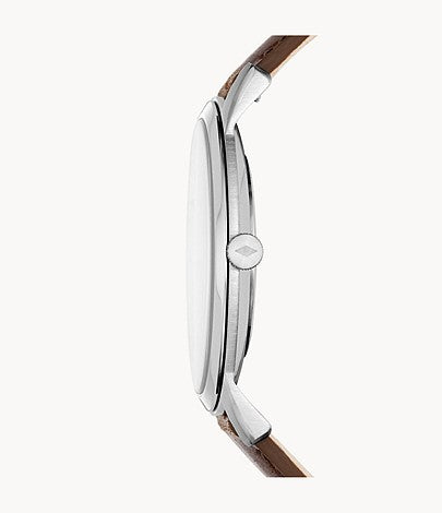 Fossil montre The Minimalist à trois aiguilles en cuir brun