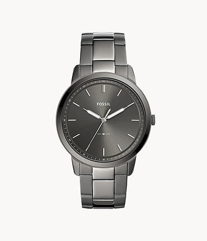 Fossil montre The Minimalist à trois aiguilles en acier inoxydable fumé